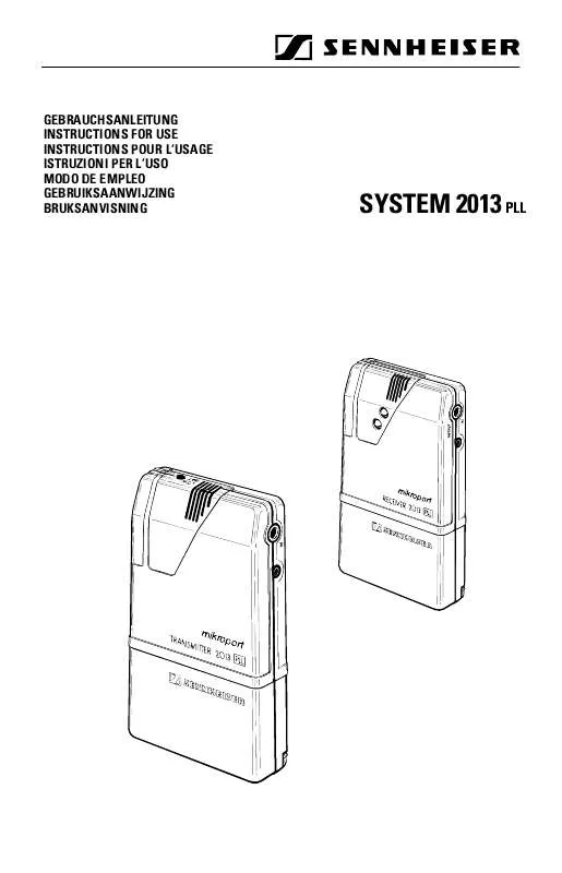 Mode d'emploi SENNHEISER SK 2013 PLL