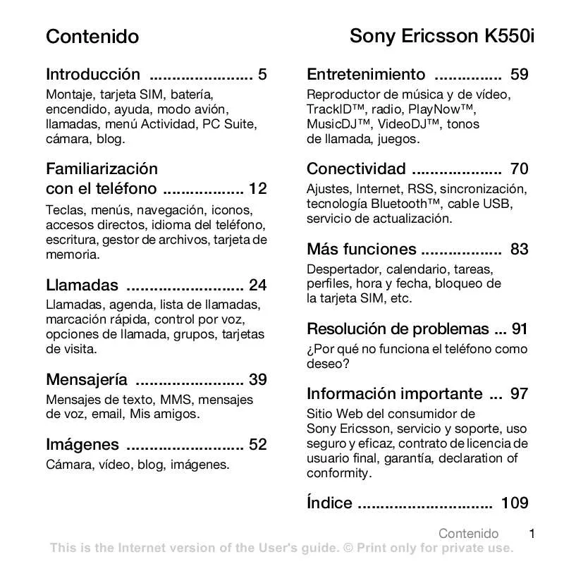 Mode d'emploi SONY ERICSSON K550