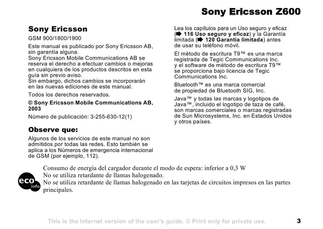 Mode d'emploi SONY ERICSSON Z600