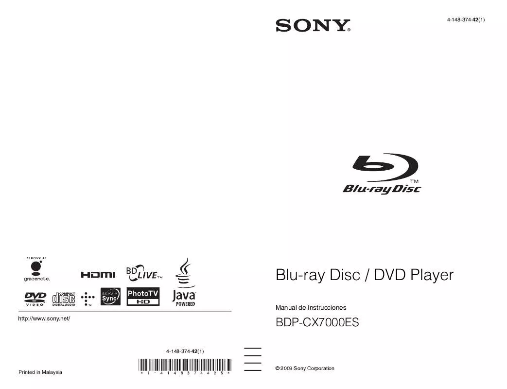 Mode d'emploi SONY BDP-CX7000ES