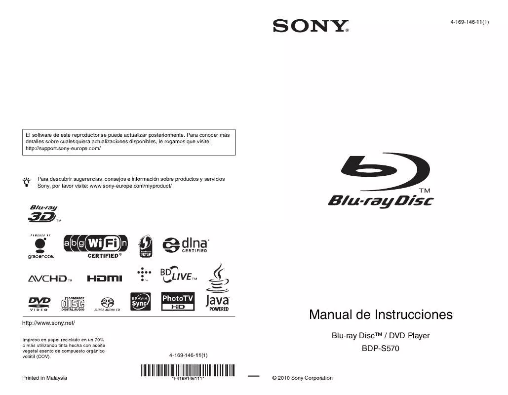 Mode d'emploi SONY BDP-S570