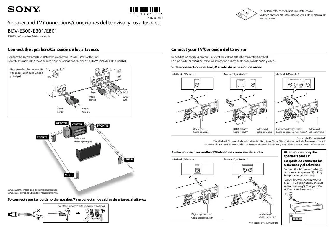 Mode d'emploi SONY BDV-E801