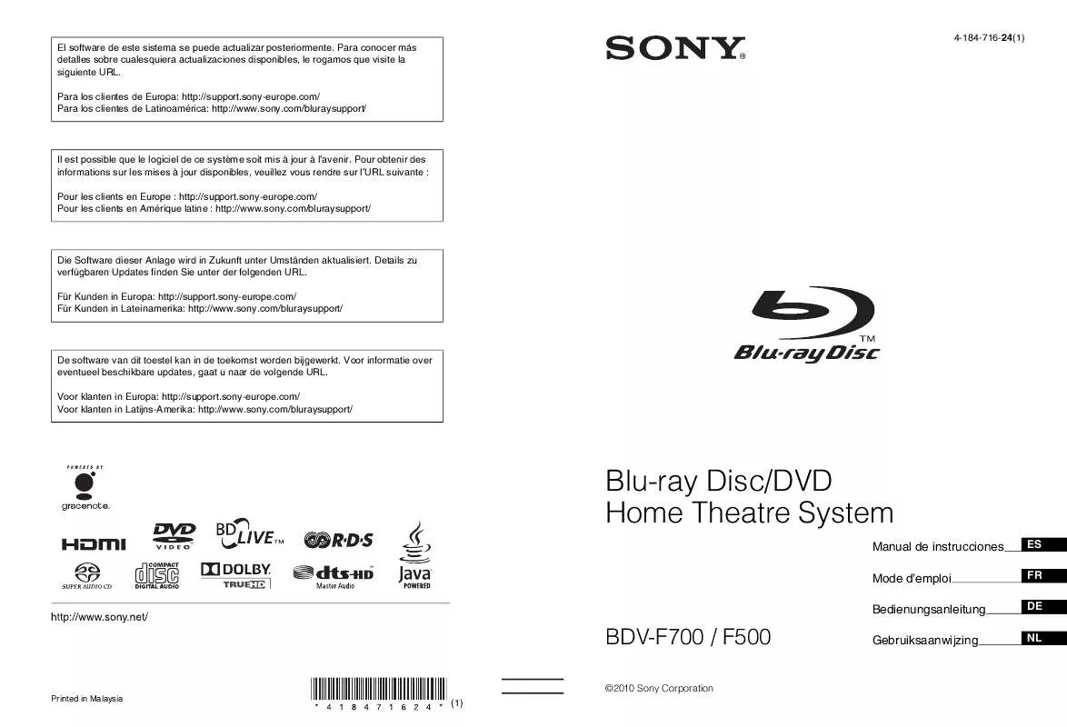 Mode d'emploi SONY BDV-F500