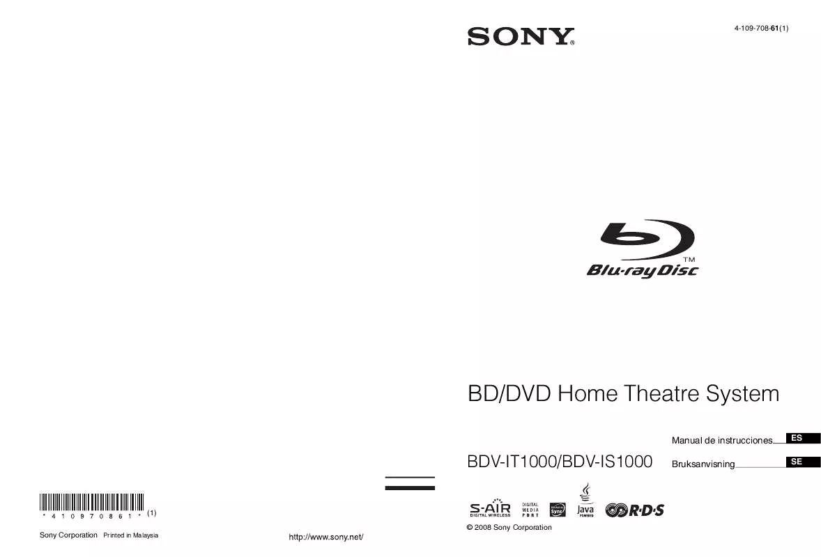 Mode d'emploi SONY BDV-IS1000