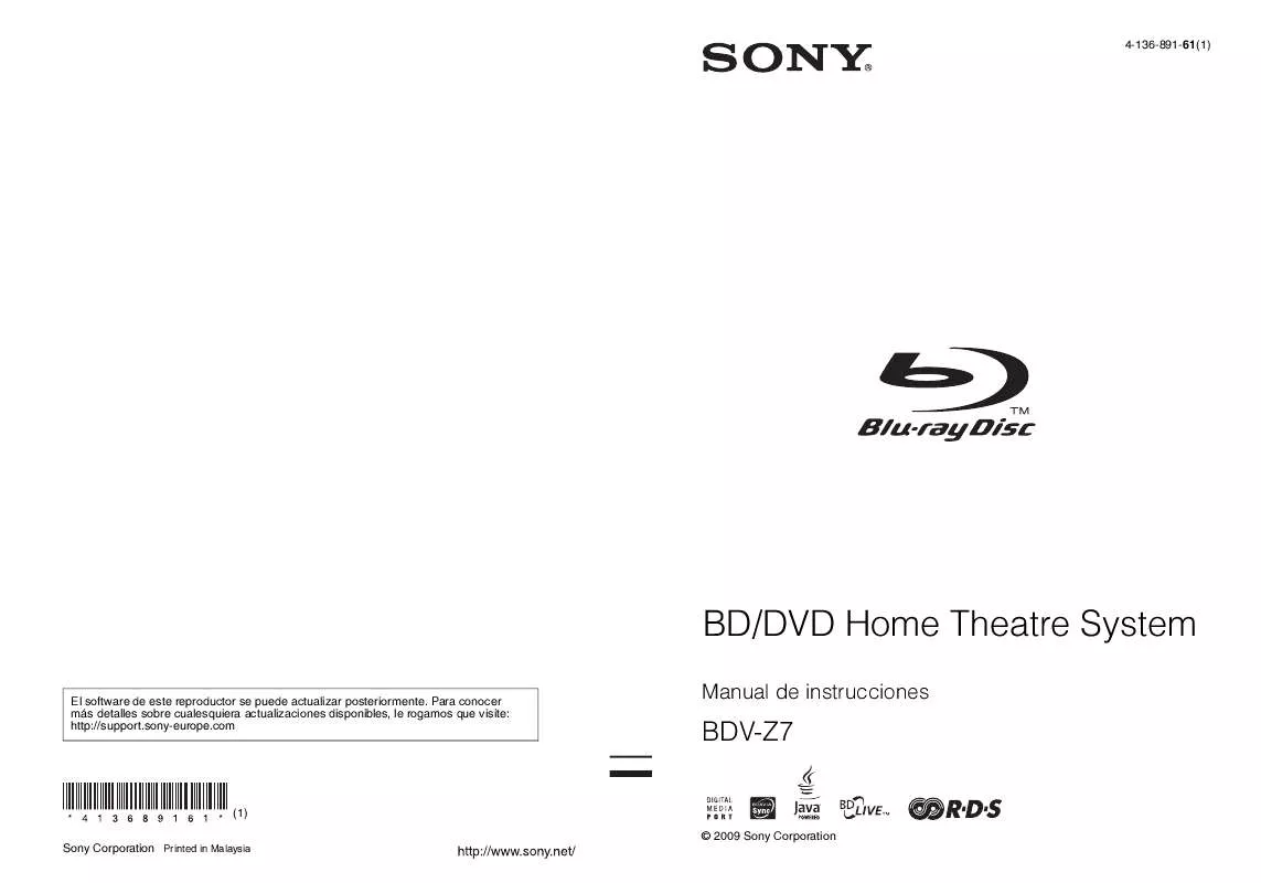 Mode d'emploi SONY BDV-Z7