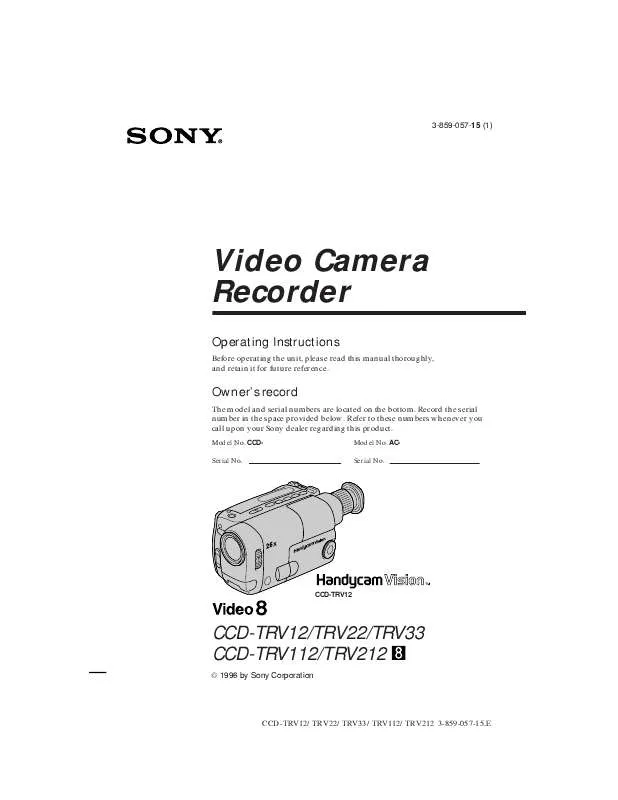 Mode d'emploi SONY CCD-TRV12