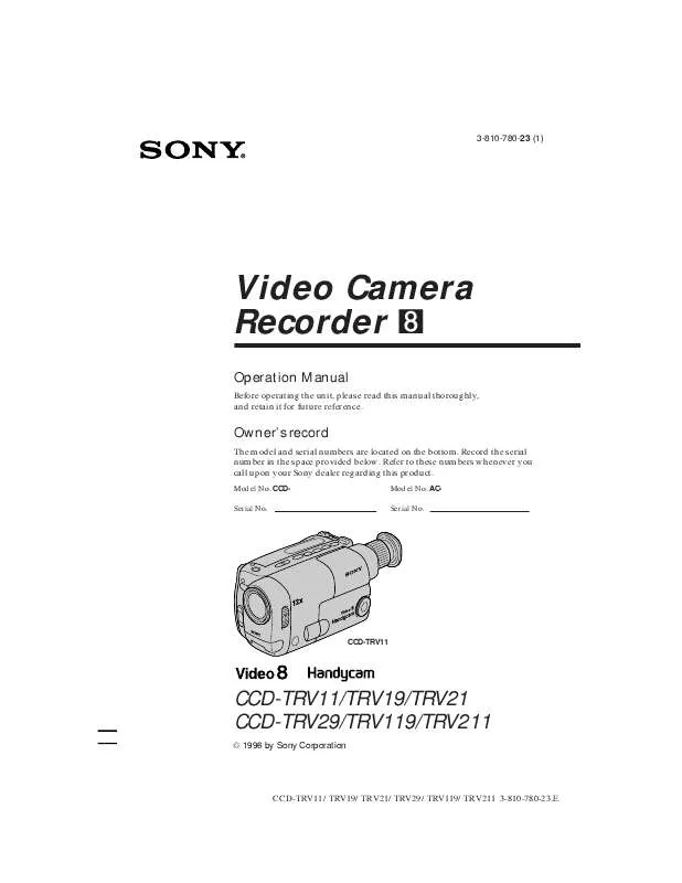 Mode d'emploi SONY CCD-TRV19