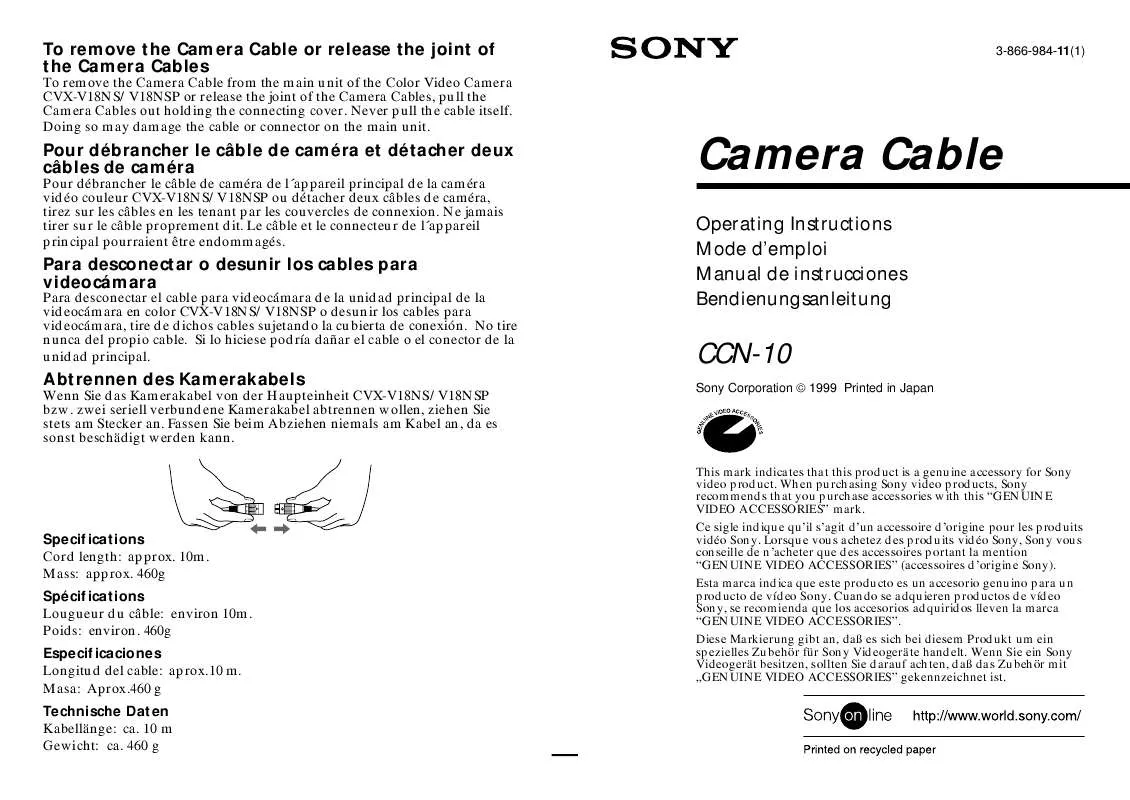 Mode d'emploi SONY CCN-10