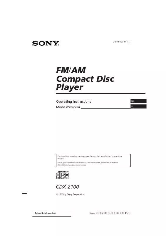 Mode d'emploi SONY CDX-2100