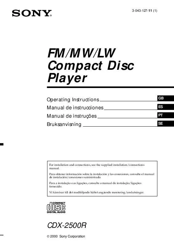 Mode d'emploi SONY CDX-2500R