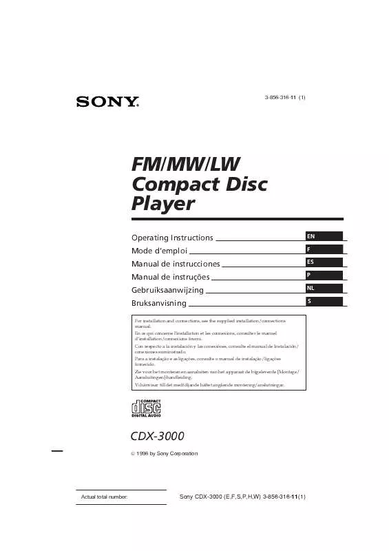 Mode d'emploi SONY CDX-3000