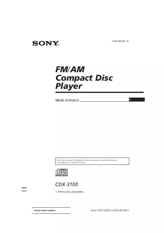 Mode d'emploi SONY CDX-3100