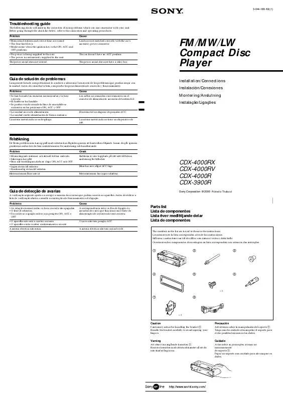 Mode d'emploi SONY CDX-4000RX