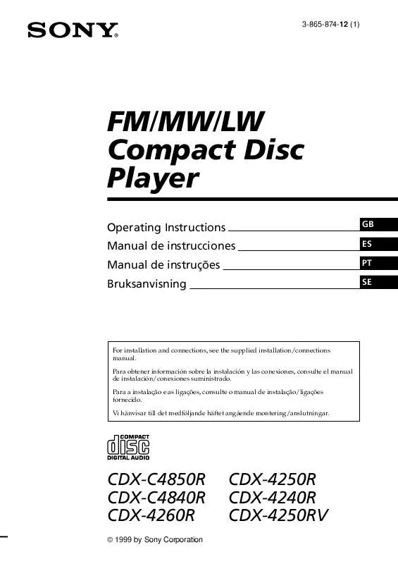 Mode d'emploi SONY CDX-4260R