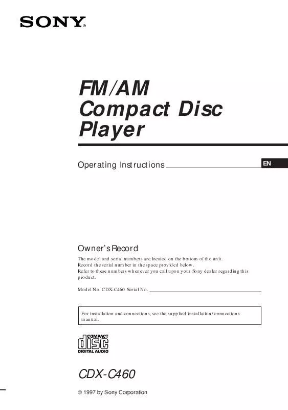 Mode d'emploi SONY CDX-C460