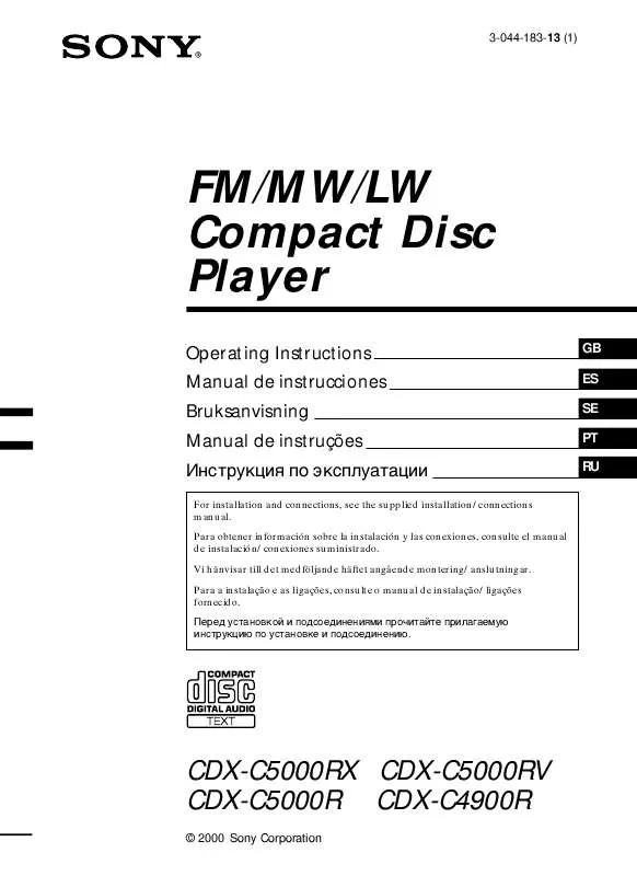 Mode d'emploi SONY CDX-C5000R