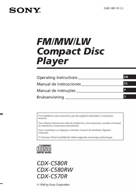 Mode d'emploi SONY CDX-C580R