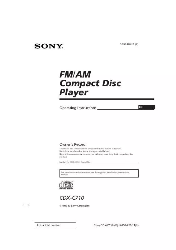 Mode d'emploi SONY CDX-C710