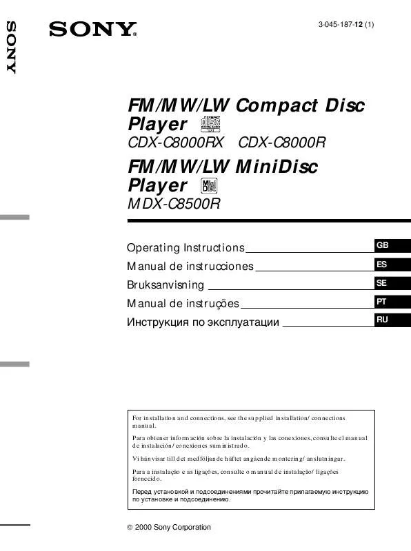 Mode d'emploi SONY CDX-C8000RX