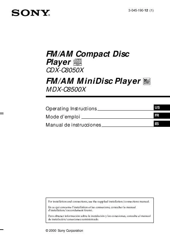 Mode d'emploi SONY CDX-C8050X