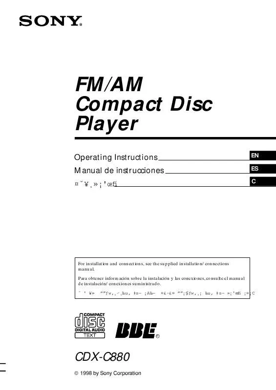 Mode d'emploi SONY CDX-C880