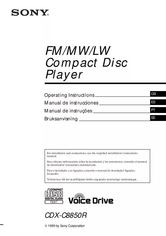 Mode d'emploi SONY CDX-C8850R