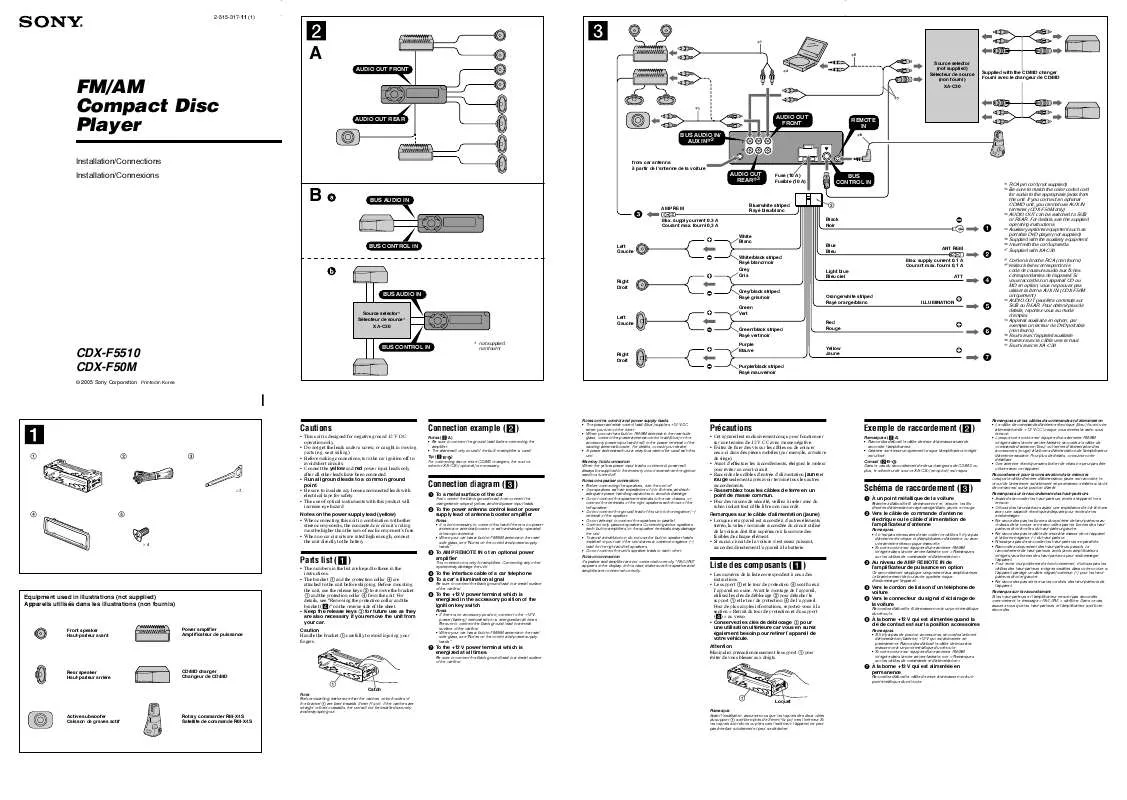 Mode d'emploi SONY CDX-F50M