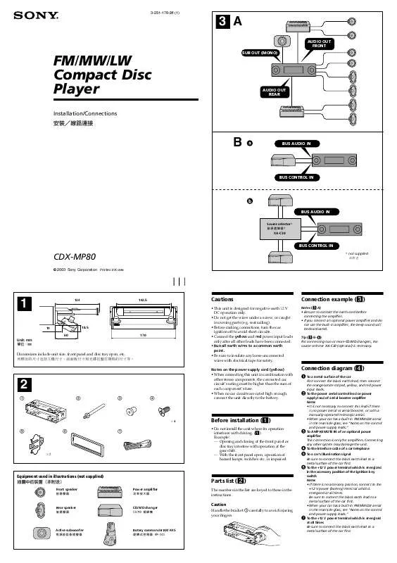 Mode d'emploi SONY CDX-MP80