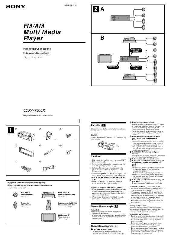 Mode d'emploi SONY CDX-V7800X