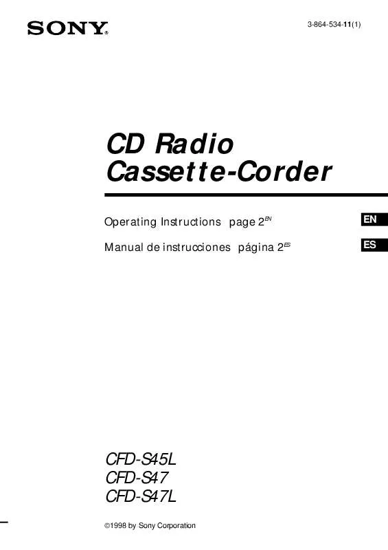 Mode d'emploi SONY CFD-S45L