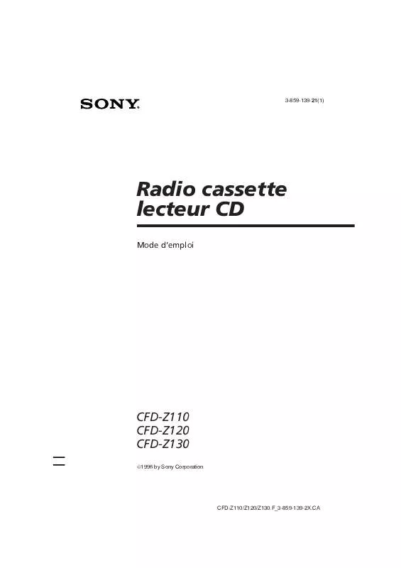 Mode d'emploi SONY CFD-Z110