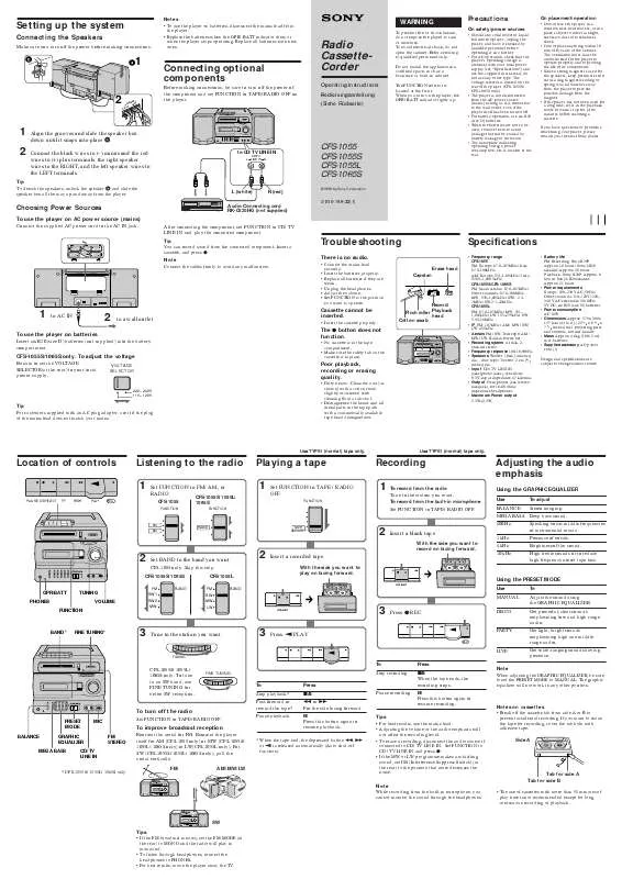 Mode d'emploi SONY CFS-1055