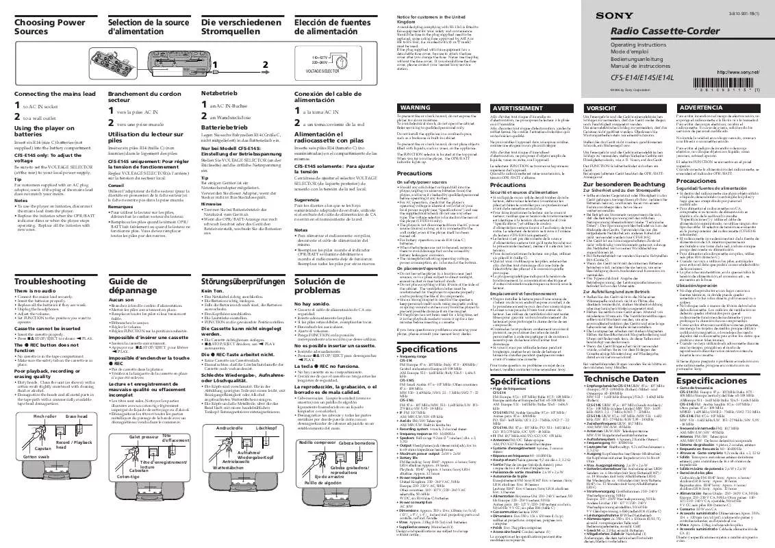 Mode d'emploi SONY CFS-E14