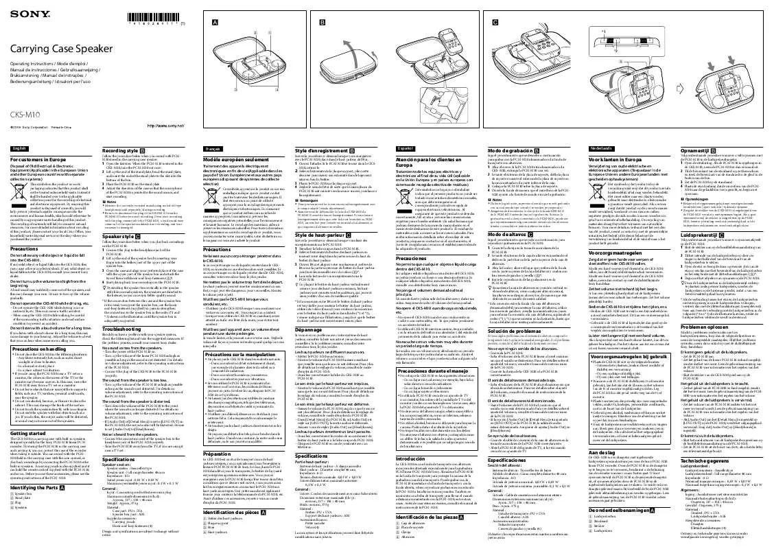 Mode d'emploi SONY CKS-M10