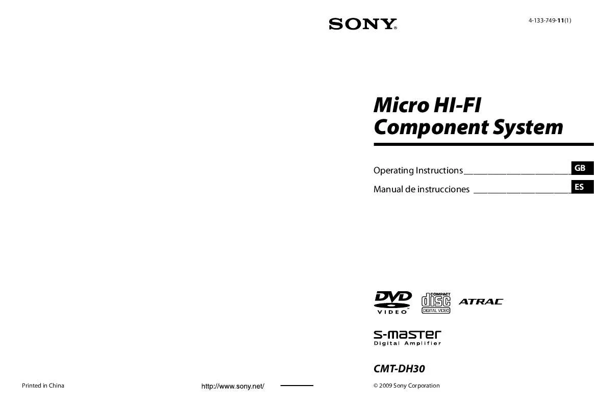 Mode d'emploi SONY CMT-DH30