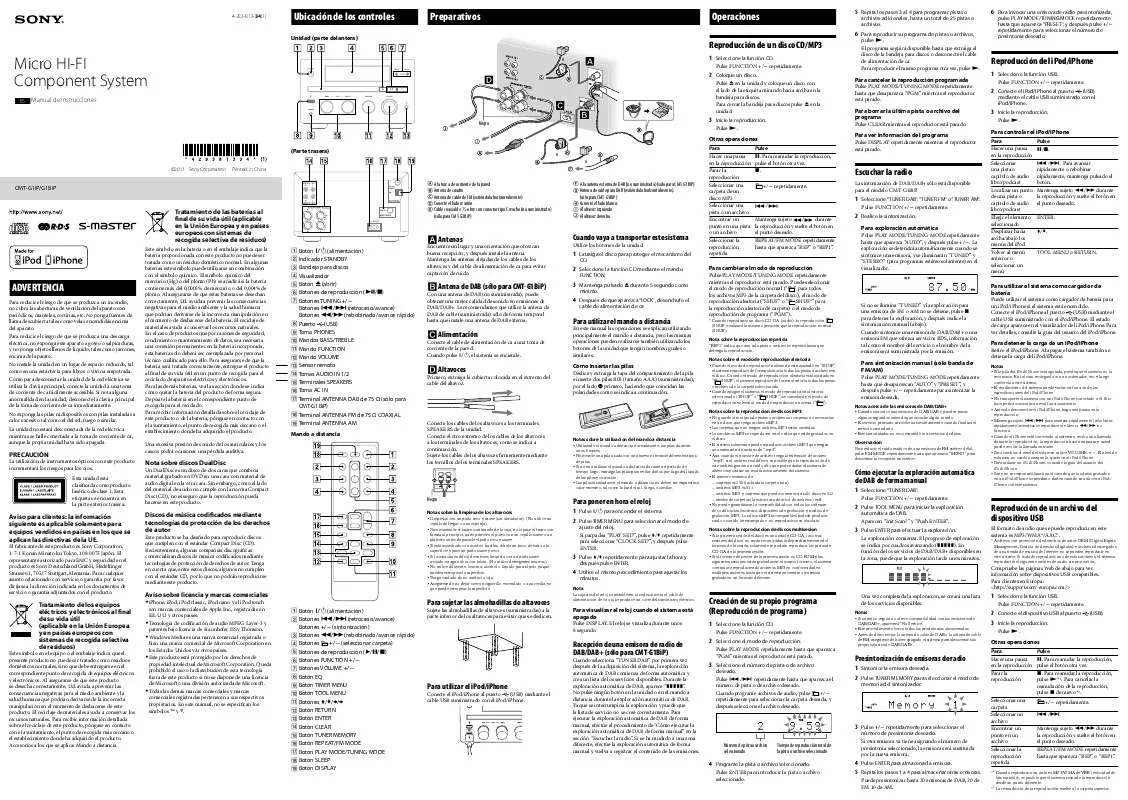 Mode d'emploi SONY CMT-G1BIP