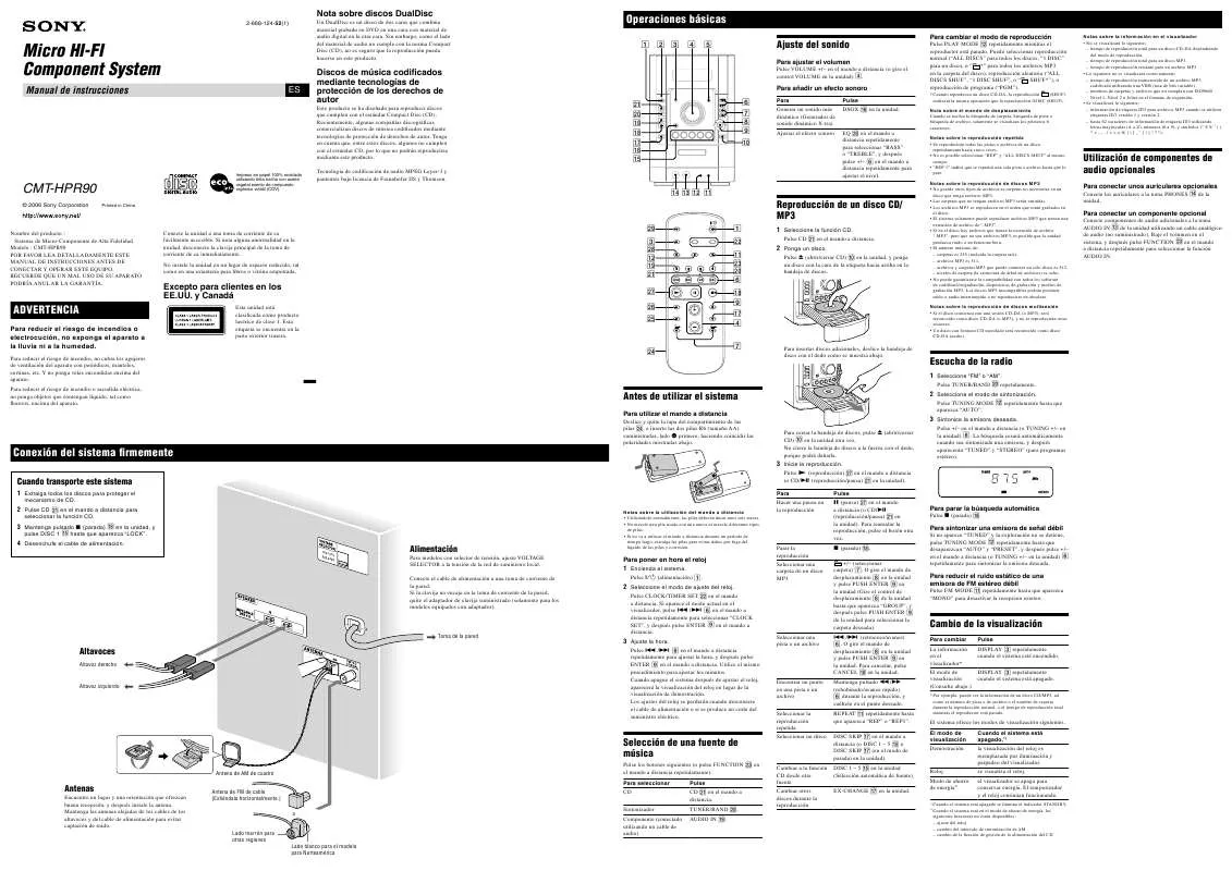 Mode d'emploi SONY CMT-HPR90