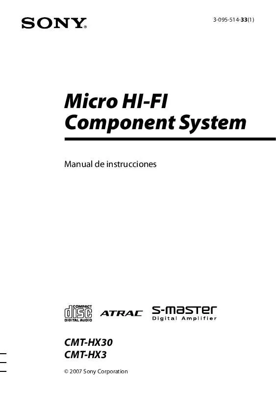 Mode d'emploi SONY CMT-HX30