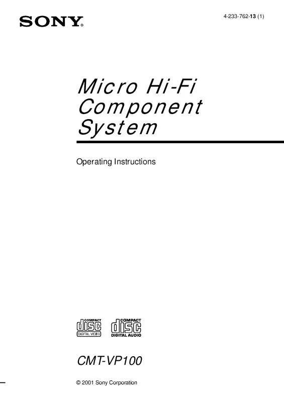 Mode d'emploi SONY CMT-VP100