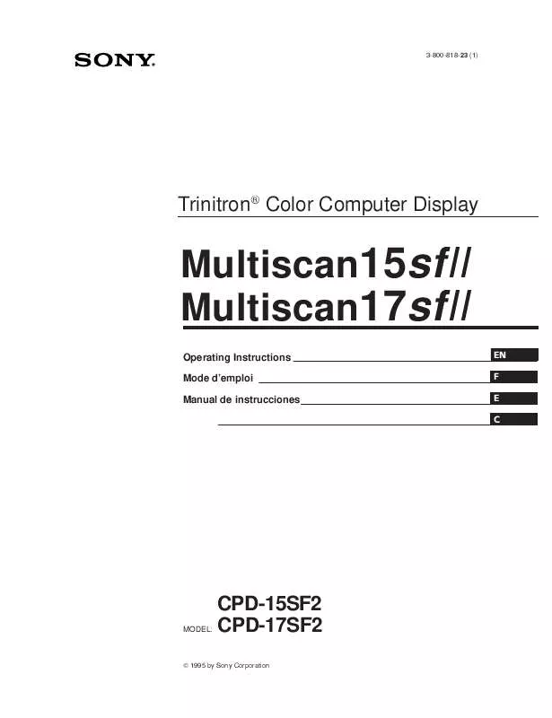 Mode d'emploi SONY CPD-15SF2