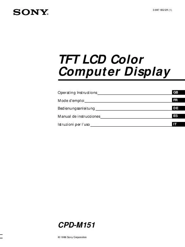 Mode d'emploi SONY CPD-M151