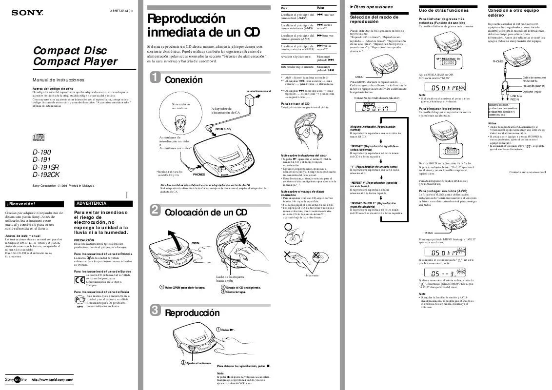 Mode d'emploi SONY D-190