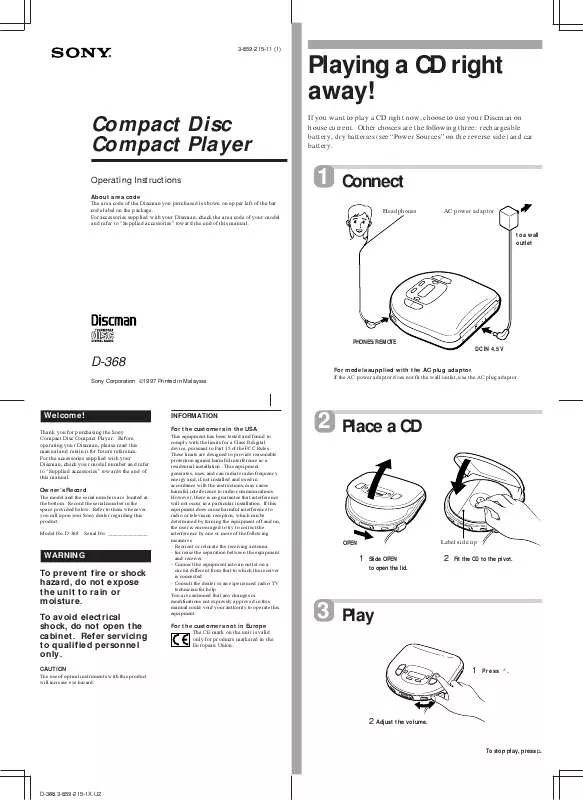 Mode d'emploi SONY D-368