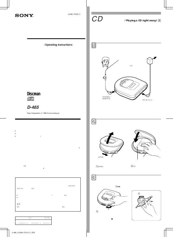 Mode d'emploi SONY D-465