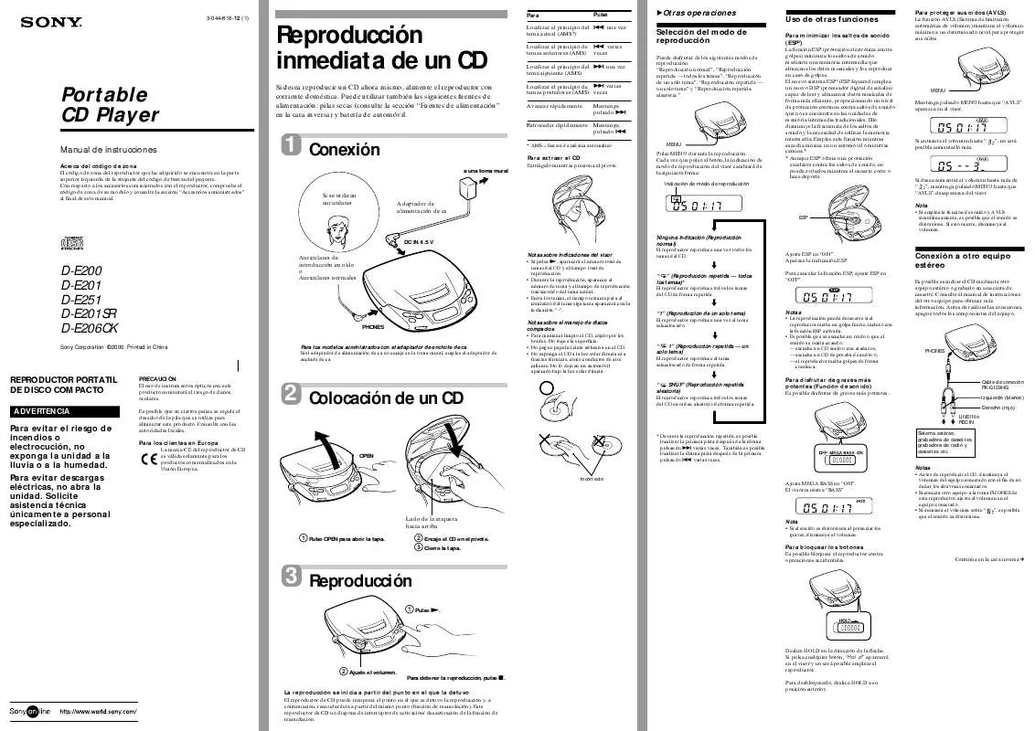 Mode d'emploi SONY D-E201SR