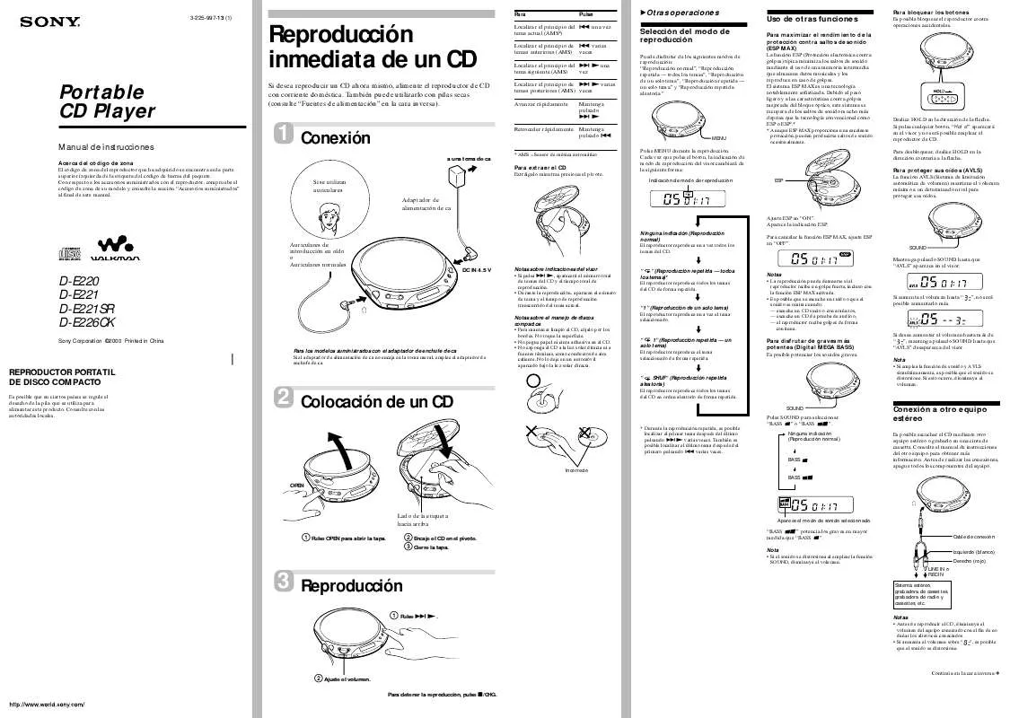 Mode d'emploi SONY D-E220