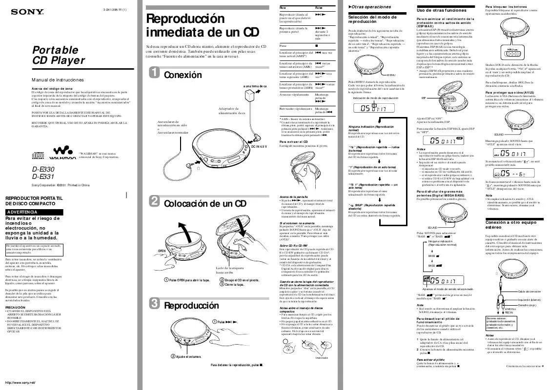 Mode d'emploi SONY D-E330