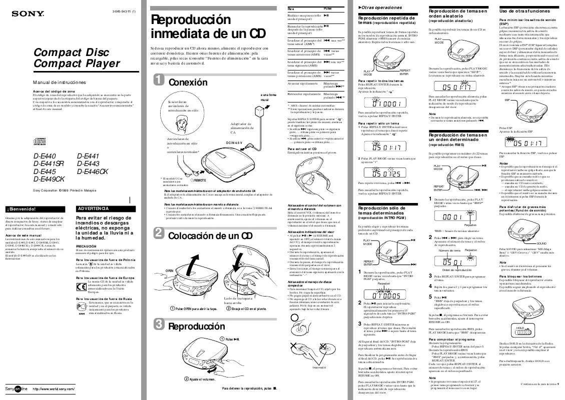 Mode d'emploi SONY D-E445