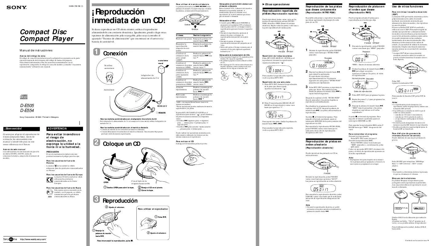 Mode d'emploi SONY D-E554