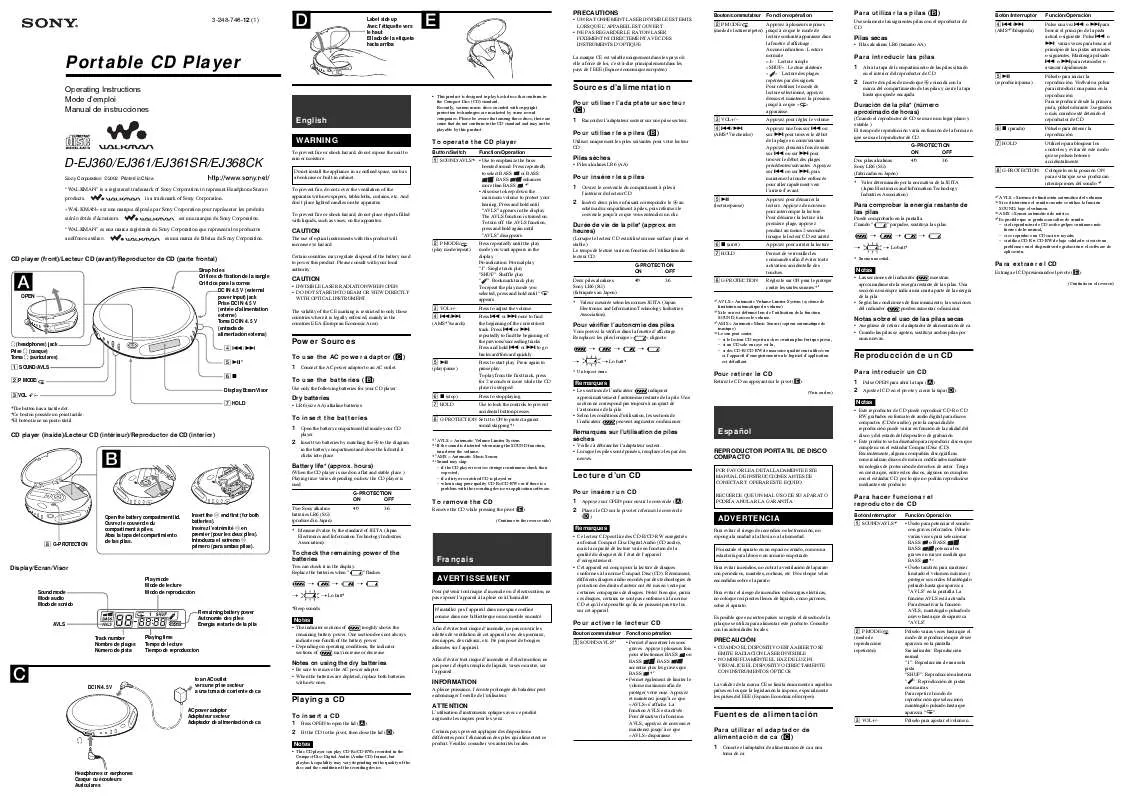 Mode d'emploi SONY D-EJ360